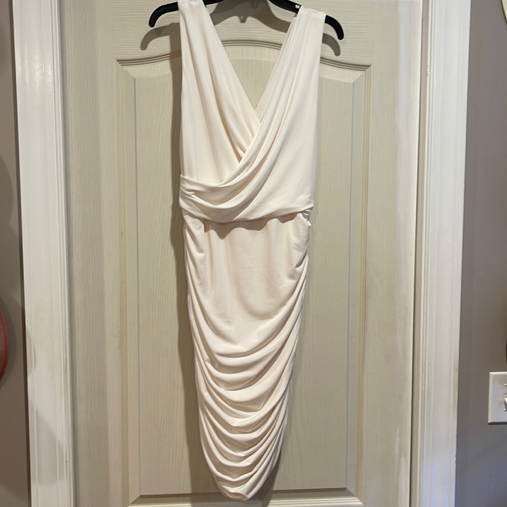 Boston Proper rushed cream colors fully lined dress